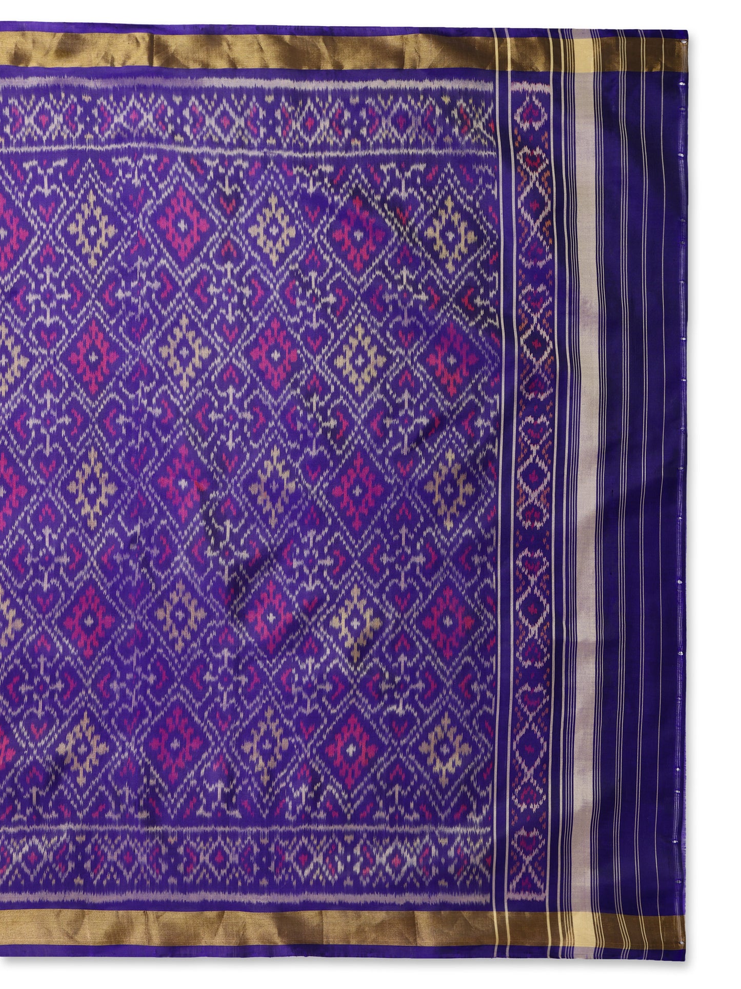 Handwoven Royal Blue Patan Patola Silk Dupatta | Single Ikat Diamond Motif