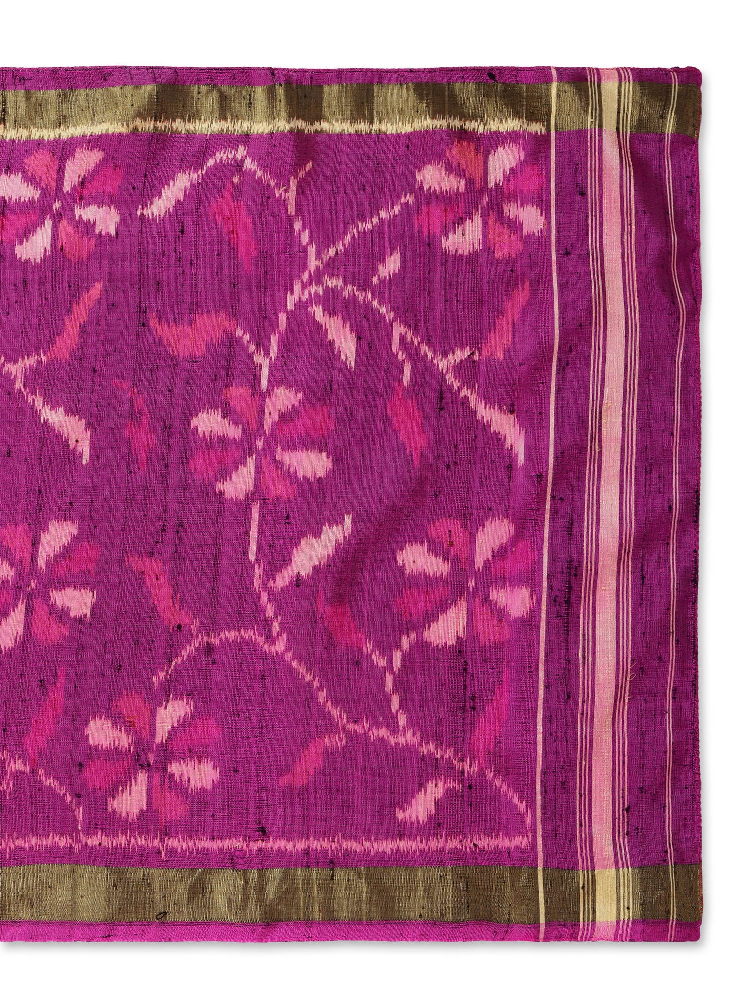 Handwoven Patan Patola Raw Silk Stole | Purple Floral Single Ikat Design