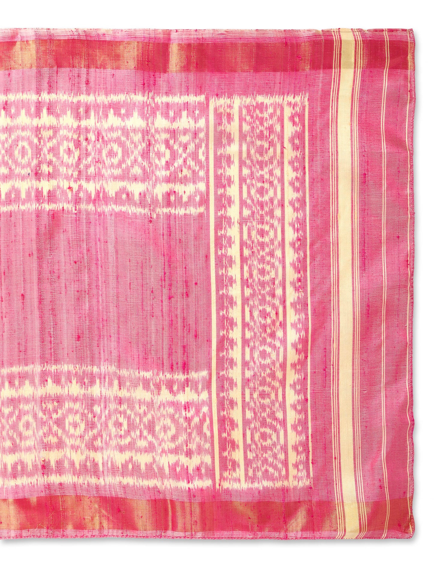 Handwoven Light Pink Patan Patola Raw Silk Stole | Single Ikat Heritage Weave