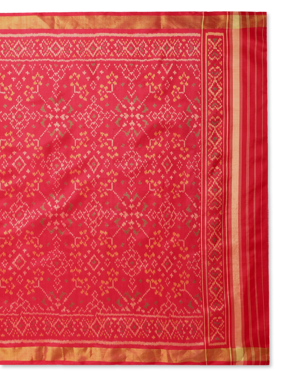 Red Handwoven Patola Stole - Traditional Geometric Design | Perfect for Festive & Ethnic Wear